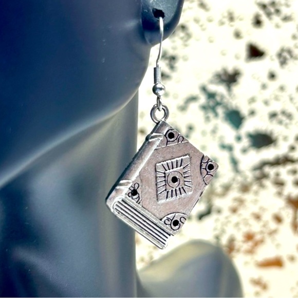 Handmade Sterling Silver Witch Spell Book Earrings! - Picture 2 of 4
